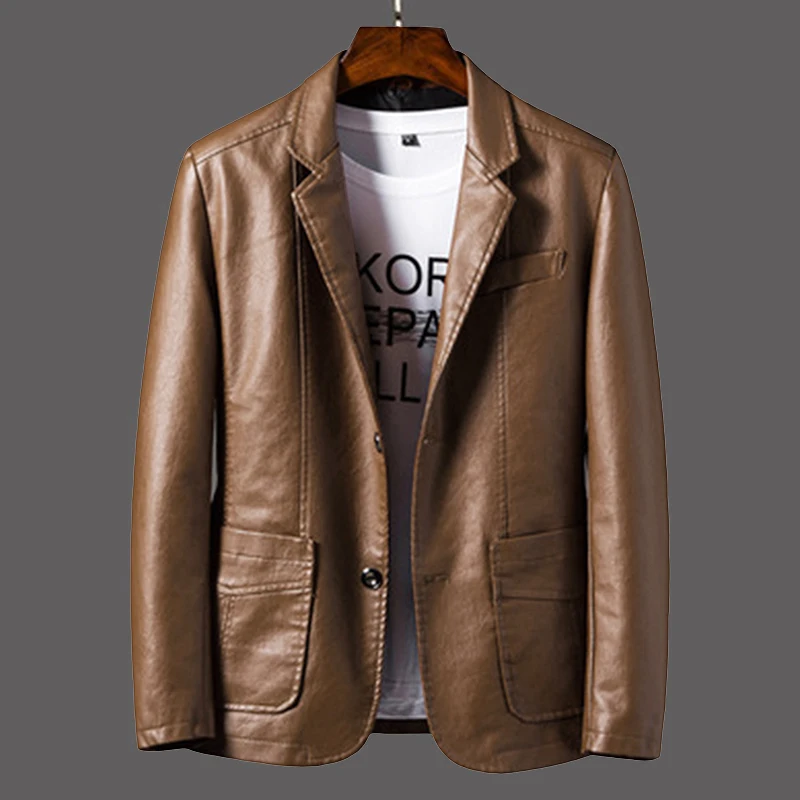 

New Men's PU Leather Jacket Fashion Slim Fit New Leather Suit Men Business Casual Leather Jacket Coats Fashion Jackets Coats