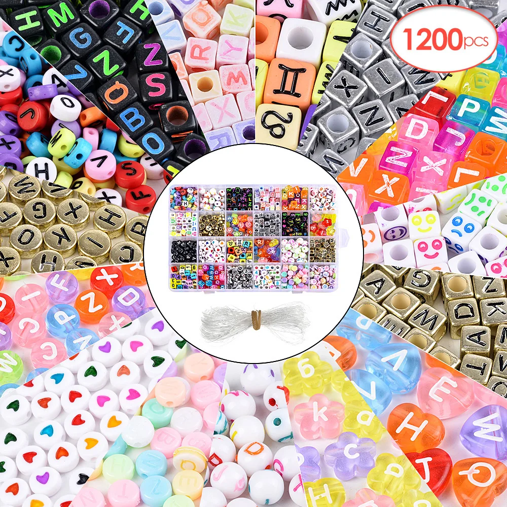 K 1200pc 1850 шт акриловые бусины с буквами и цифрами круглые отдельные бусины с буквами алфавита для изготовления браслетов своими руками - Цвет: K 1200pc