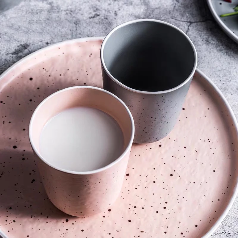 ANTOWALL Nordic Style Ceramic Pink and Grey Color Tea Water Cup Coffee Milk Mug | Дом и сад