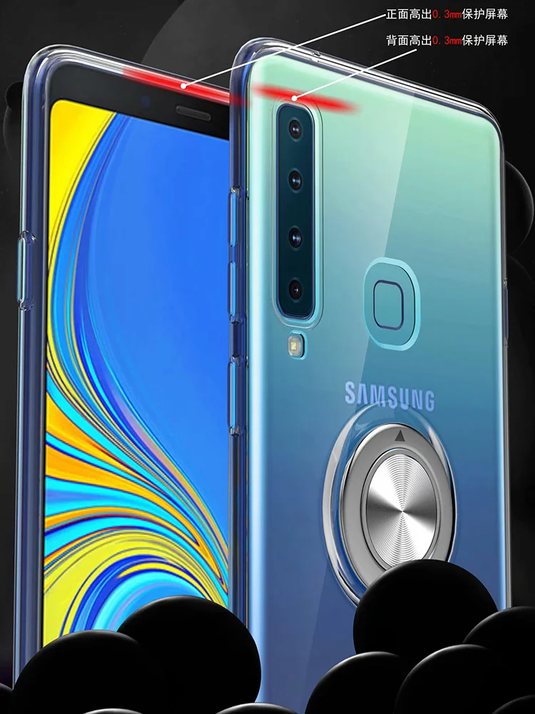 Кронштейн чехол s для samsung Galaxy A9 Pro роскошный Магнитный Автомобильный держатель Подставка прозрачный силиконовый чехол для samsung A9 Pro чехол