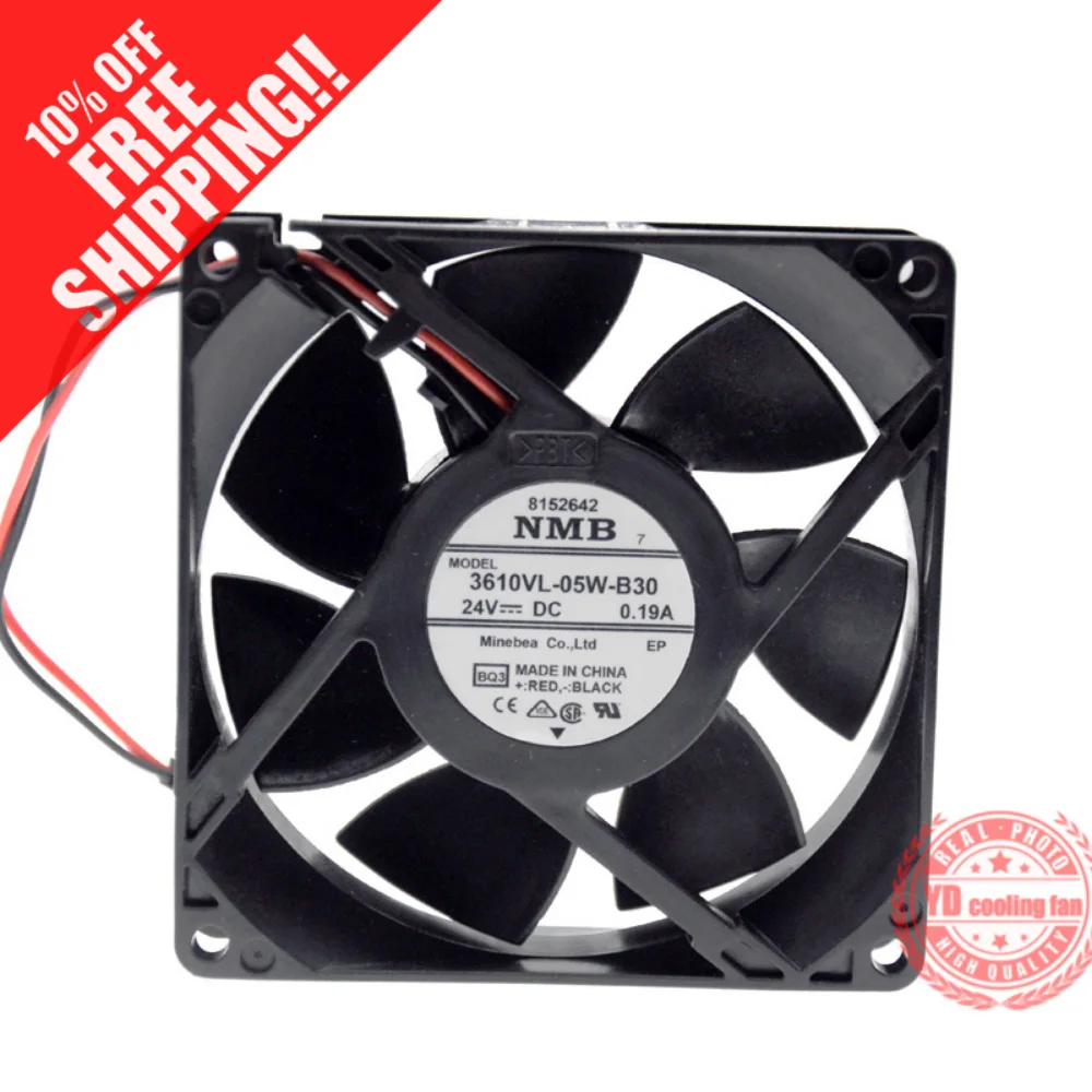 

Новый NMB-MAT НМБ 9 см высокий объем воздуха частоты 3610VL-05W-B30 9025 24V 0.19A 2 линии Вентилятор охлаждения