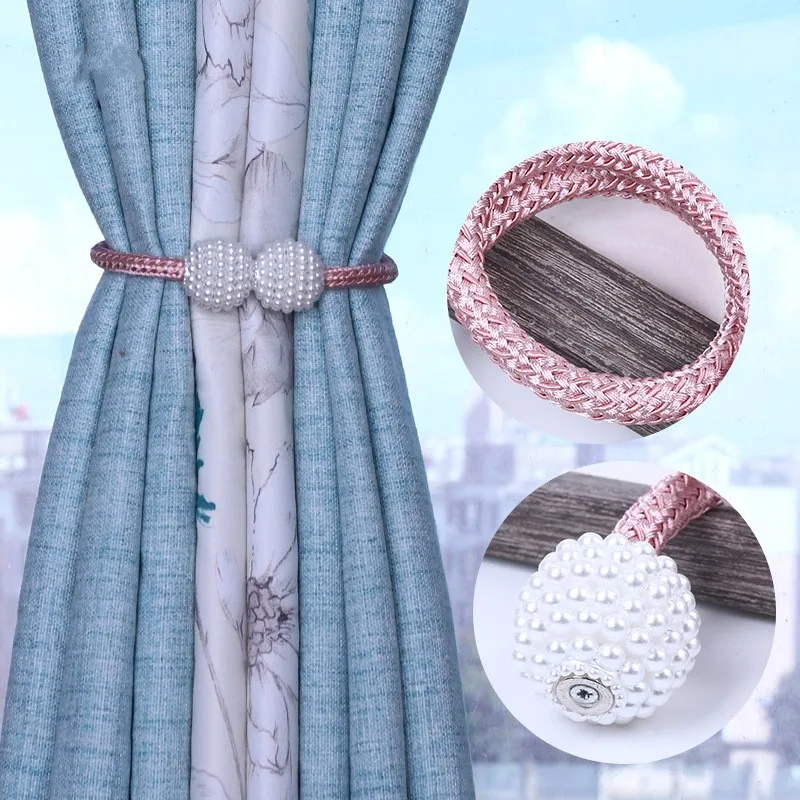 

Pearlescent magnetic curtain clip curtain strap thick rope pearl magnetic buckle hanging ball buckle strap curtain accessories h
