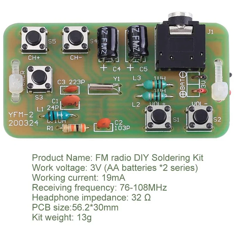 76MHz-108MHz Stereo FM Radio Receiver Module DIY Electronic Soldering Kit Circuit PCB Board Solder Practice Project | Электроника