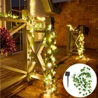Светодиодный ная уличная гирлянда на солнечной батарее, водонепроницаемая Рождественская лампа-лента с листьями для украшения сада, 50100 светодиодов