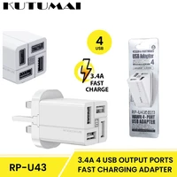 4 port 3 4a usb output wall smart fast charging adapter multi port plug travel power adapter mobile universal charging euuk