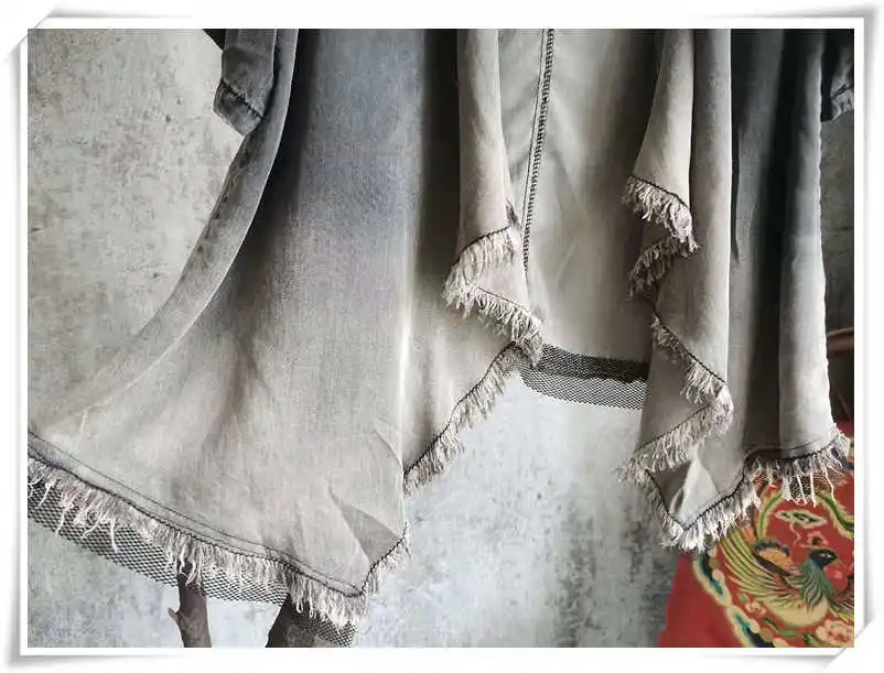 

LYUZHE Vintage Black Gradient Women Coat 2021 Summer Open Stitch Female Coat Short Sleeve Plus Size Ladies Denim Jacket QDY243