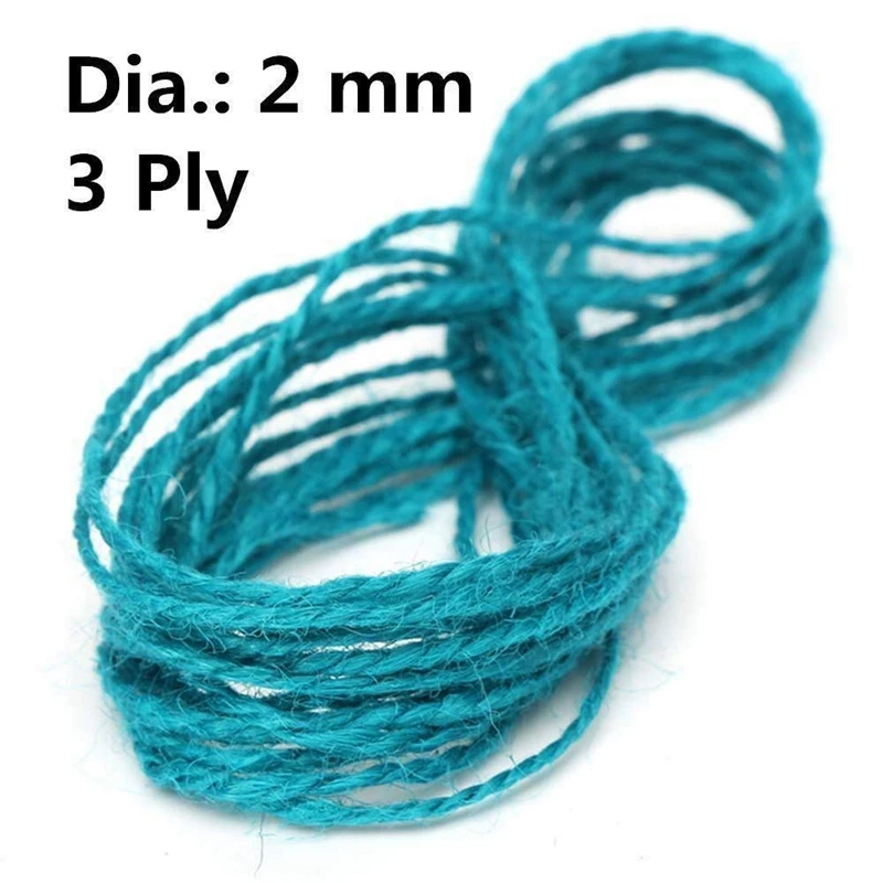 1148 футов (383 ярдов) 2 мм 3 слоя Красочный натуральный джутовый шпагат-14 рулонная