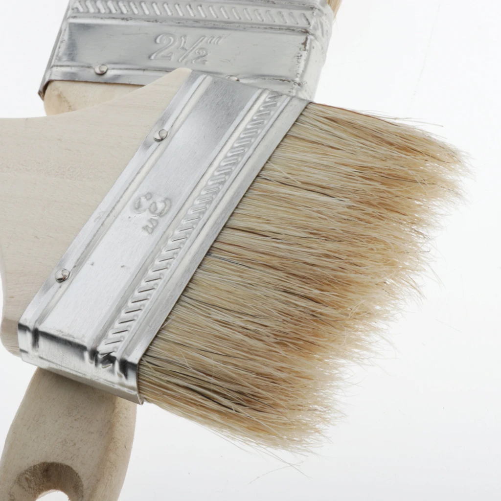 

4Pc Wooden Handle Pig Bristle Chip Paint Brushes Acrylic Wall Furniture Painting