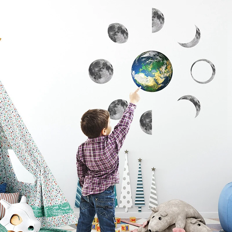 

Luminous Moon Phase 3D Wall Sticker Living Room Wall Decoration Mural Art Decals Background Decor Glow in the Dark Stickers
