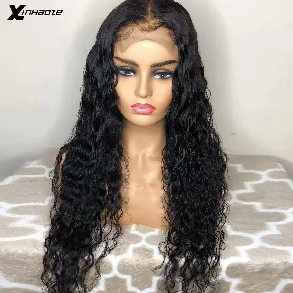 Глубокая часть волнистые человеческие волосы парики 13*6*1 влажные и кружевные