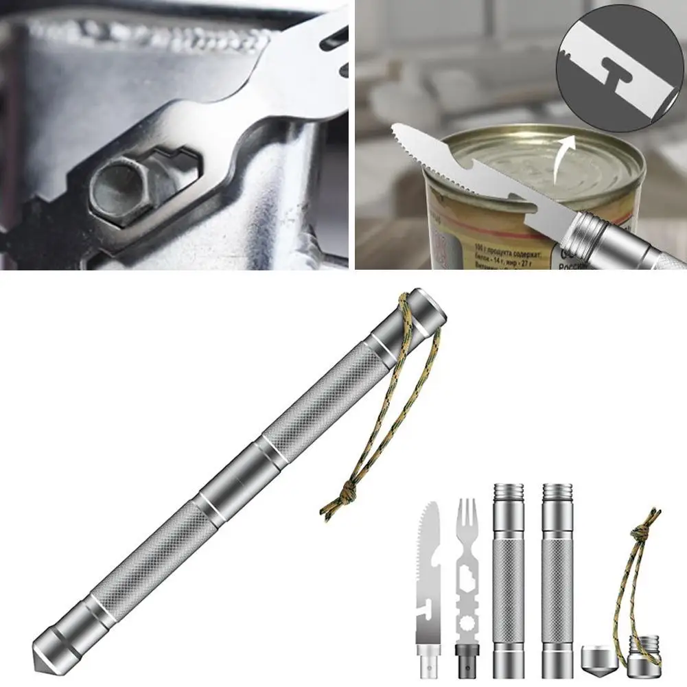

1Pc Outdoor Multi Tool Fork Wrench Set Compass Camping Tool Tableware Outdoor Safety Survival Tool