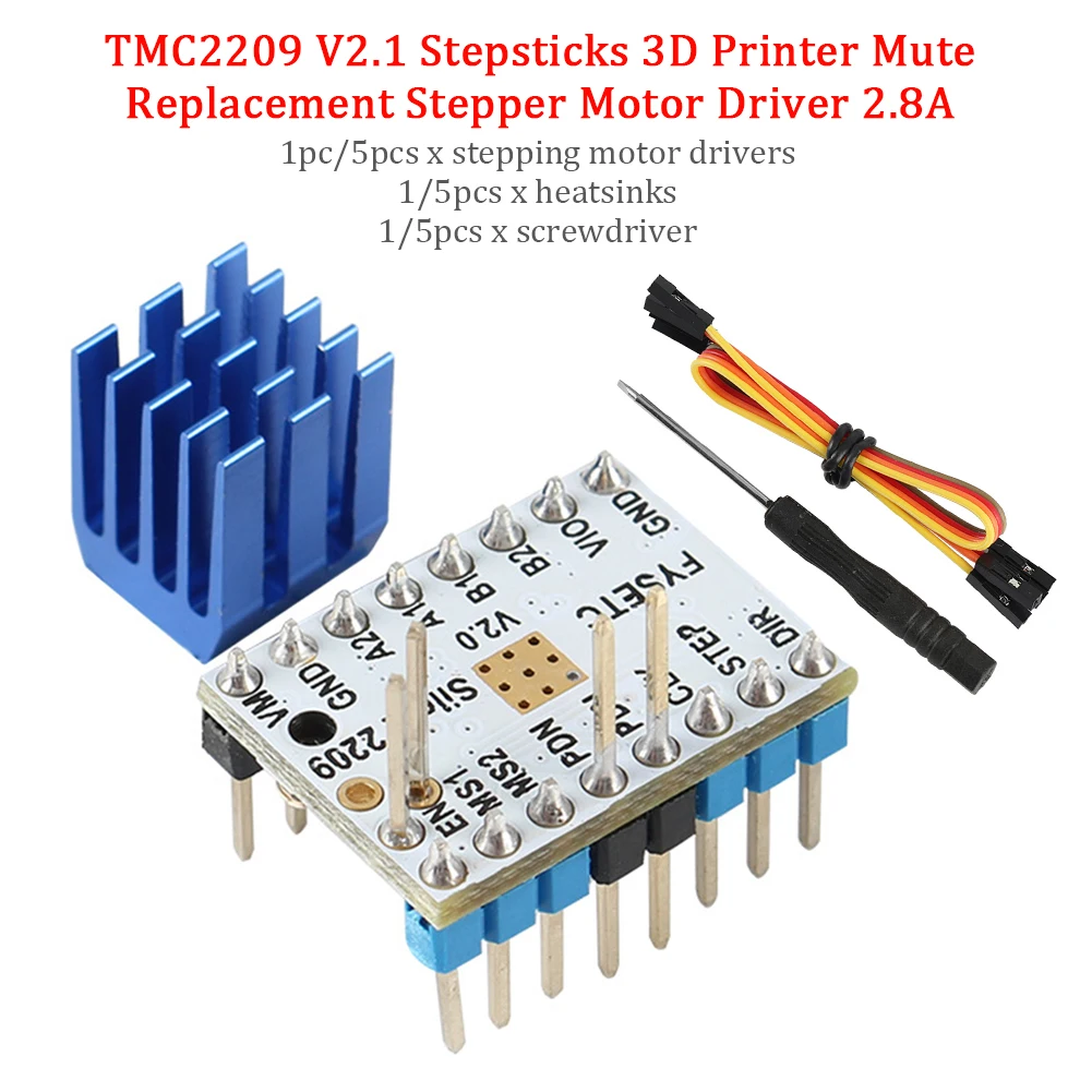 TMC2209 V2.1 Профессиональный 3D-принтер бесшумный 256 микрошагов ток 2.8A с теплоотводом
