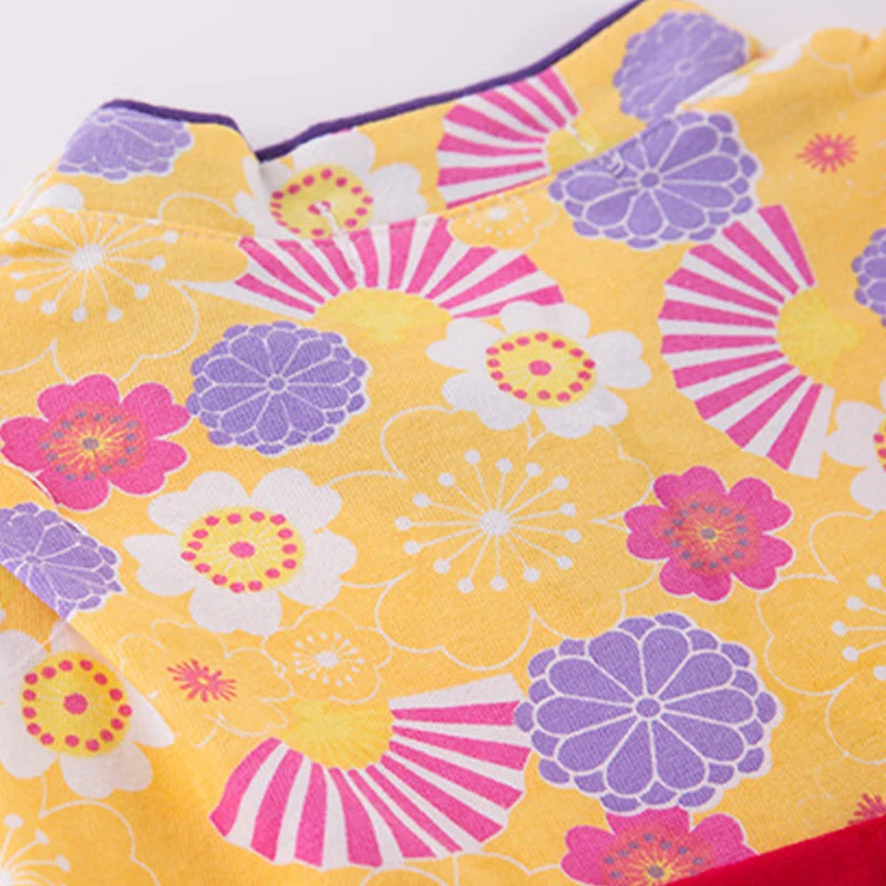 

Baby Girls Clothes Summer Long Sleeve Baby Printed Kimono Japanese Style Newborn Clothes Bow Rompers Children Clothes Jumpsuit