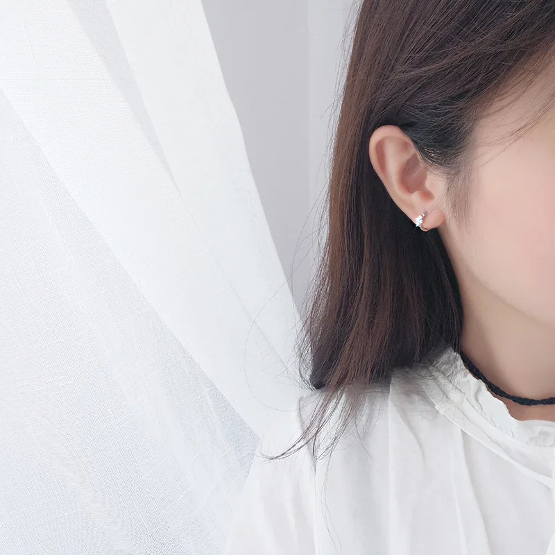 Женские серьги кольца из стерлингового серебра 925 пробы с цирконием и