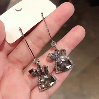 black bowknot dangle earrings for women korean style rhinestone earrings weddings party jewelry gifts accessories