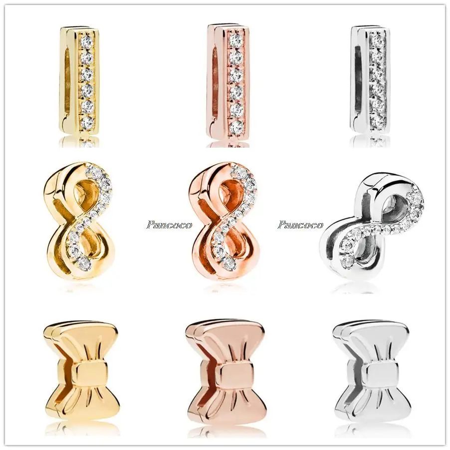 

Аутентичные 925 стерлингового серебра розовое золото Reflexions вневременной блеск клип Шарм, соответственные Пандоре обаятельные для женщин бр...