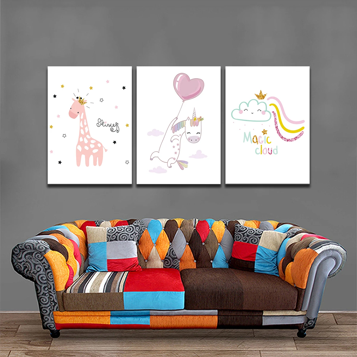 

Nordic Cartoon Giraffe Posters and Prints Canvas Painting Wall Art Picture for Living Room Home Decoration No Frame