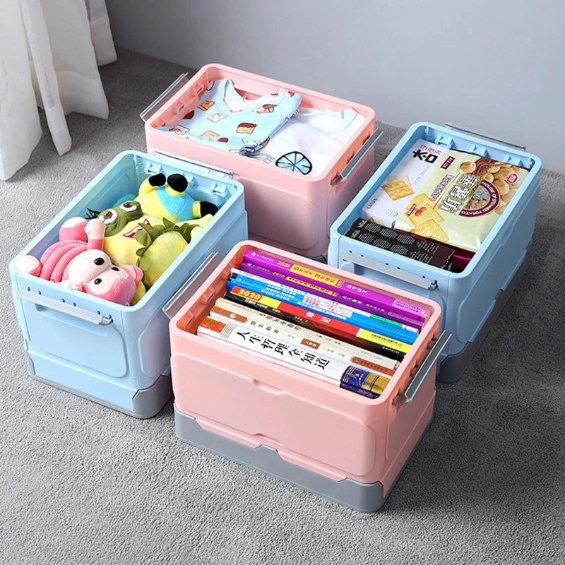 

Plastic Foldable Storage Box Lid Collapsible Clothes Book Organizer Container