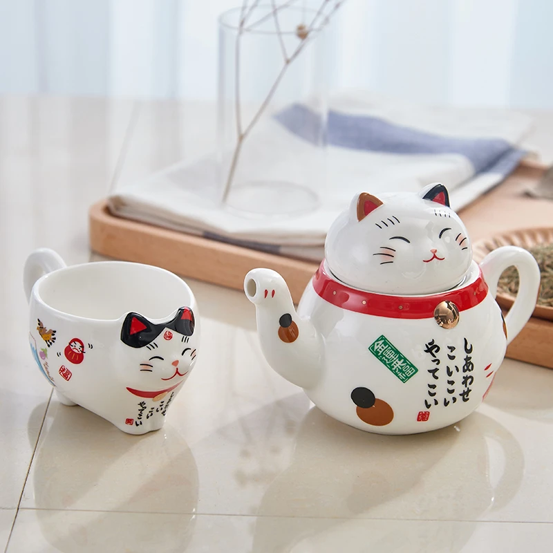 Фарфоровый чайный набор Lucky Cat милый японский креативный керамический Манеки