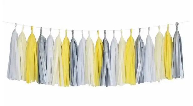 7 футов шпагата с 15 кистями 25 Вт* 35Lcm DIY Кисточка Комплект гирлянды-розовое золото/слоновая кость/Персик Свадебный душ бумага с кисточками Декор - Цвет: combo  38