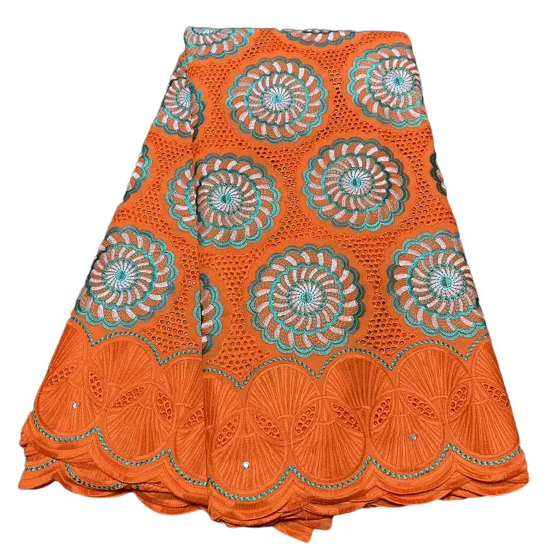 

Швейцарская хлопковая Кружевная Ткань 5 ярдов, африканская нигерийская хлопковая кружевная ткань, Высококачественная вышивка для детской одежды