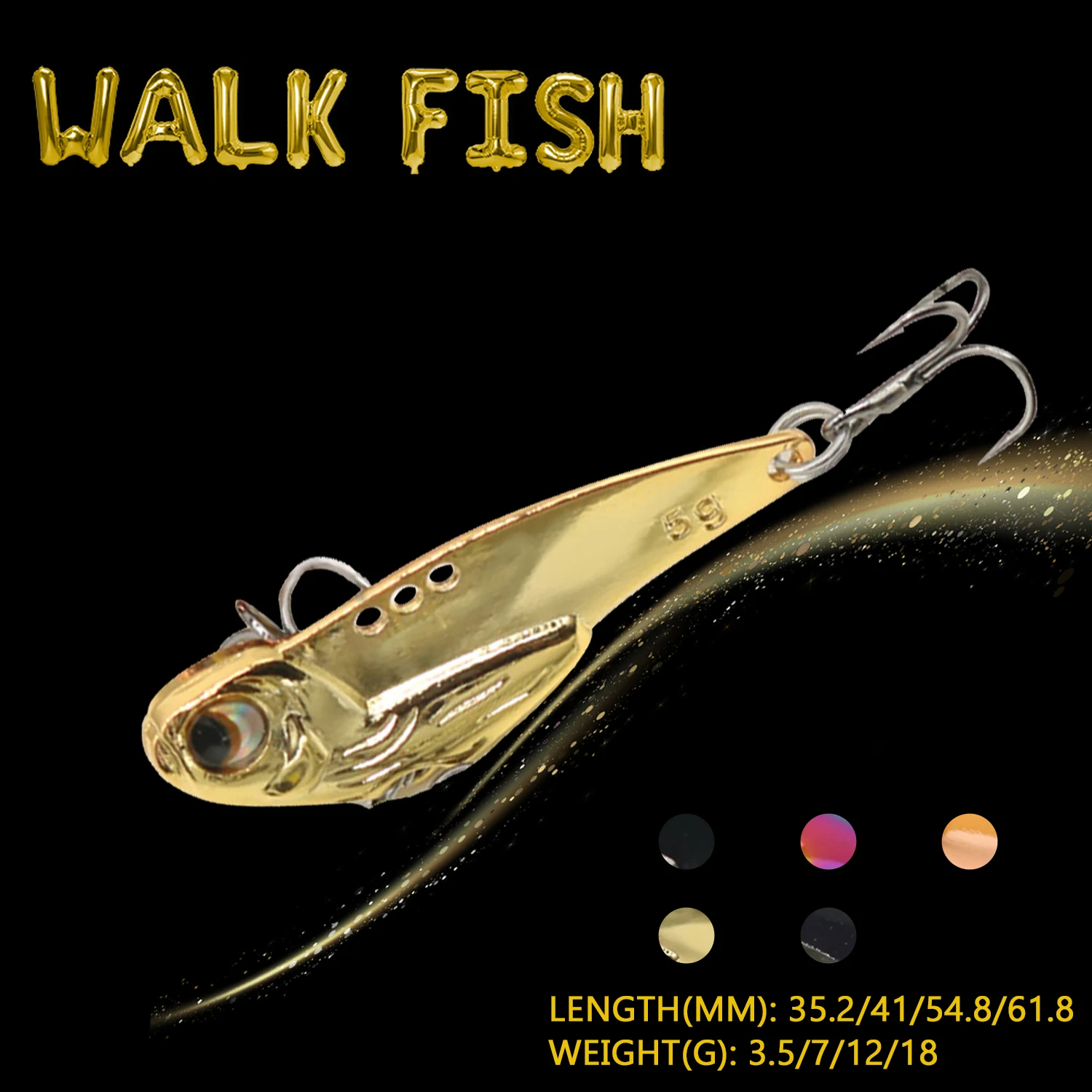 

WALK FISH приманки для рыбной ловли 3,5 г/7 г/12 г/18 г VIB, тонущие металлические приманки с блестками и вибрацией, воблер, приманки для рыбной ловли с ...