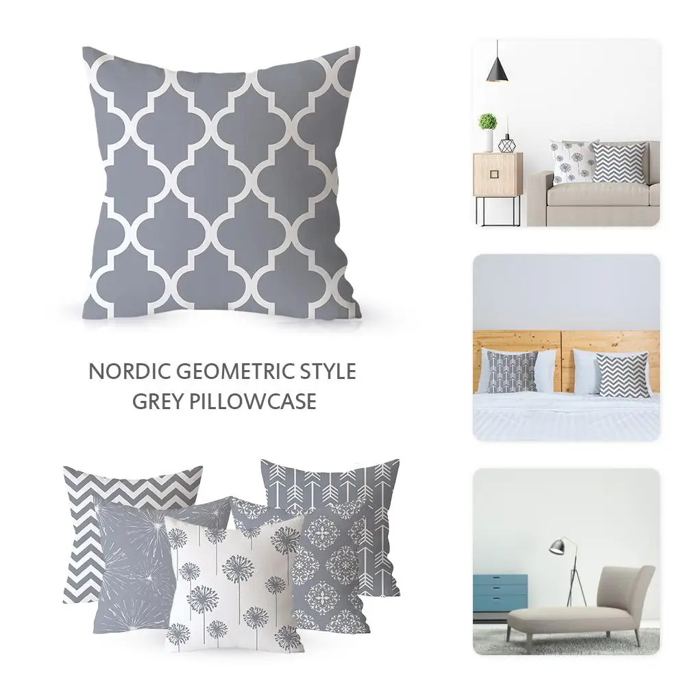 18*18 дюймов серый геометрический декоративный чехол для подушки полиэстер