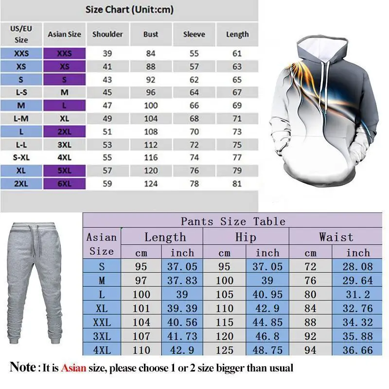 

Autumn 2021 Men Sets Print Hooded Sweatshirt+Pants 2 Pieces Sets Tracksuit Men Clothes Casual Sportwear Fitness Sport Suit S-4xl