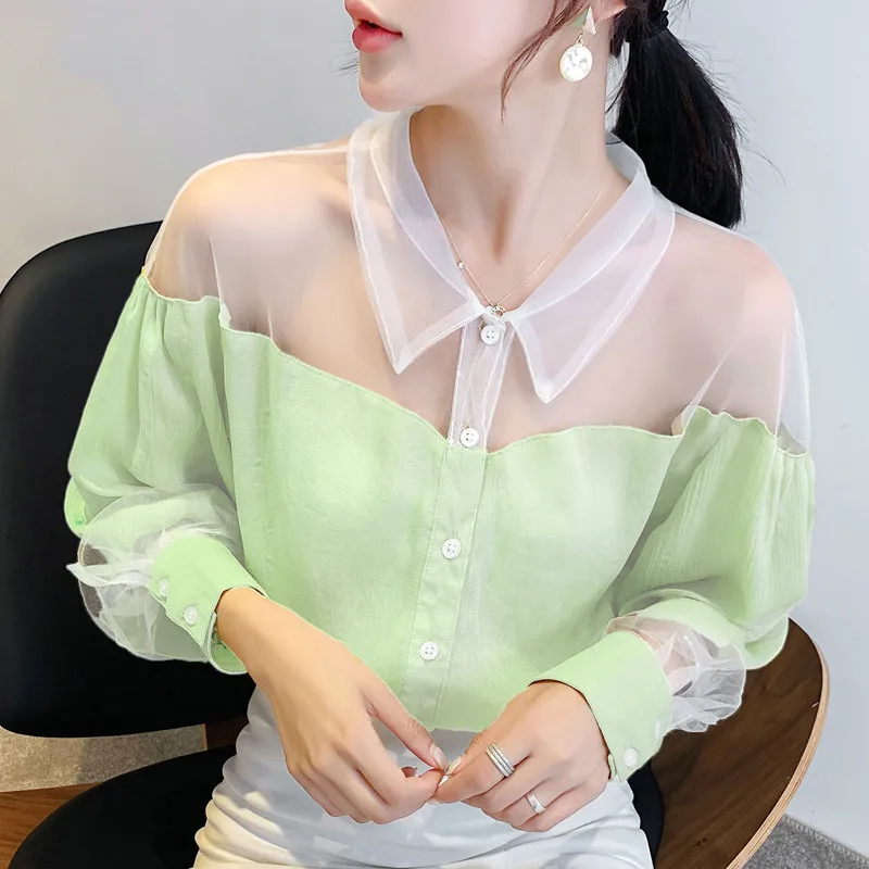 Блузка женская с отложным воротником 2019 |