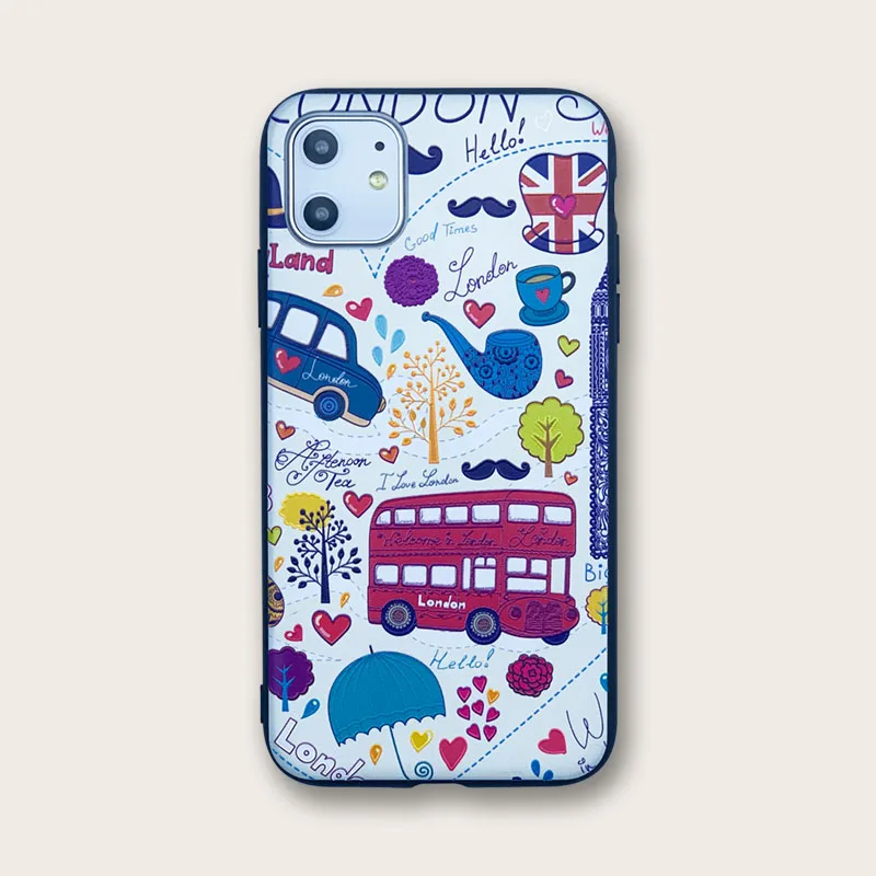 

Red bus Cartoon iPhone Case Suitable For 6P/7/8/7P/XR/X/Xs/11/11Pro Max Soft Shell TPU Protective Cover Soft Shell Phone case