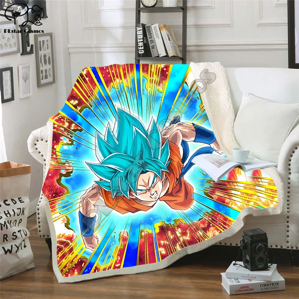 

Newest Anime Son Goku 3D Printed Sherpa Blanket Couch Quilt Cover Travel Bedding Outlet Velvet Plush Throw Fleece Blanket 017