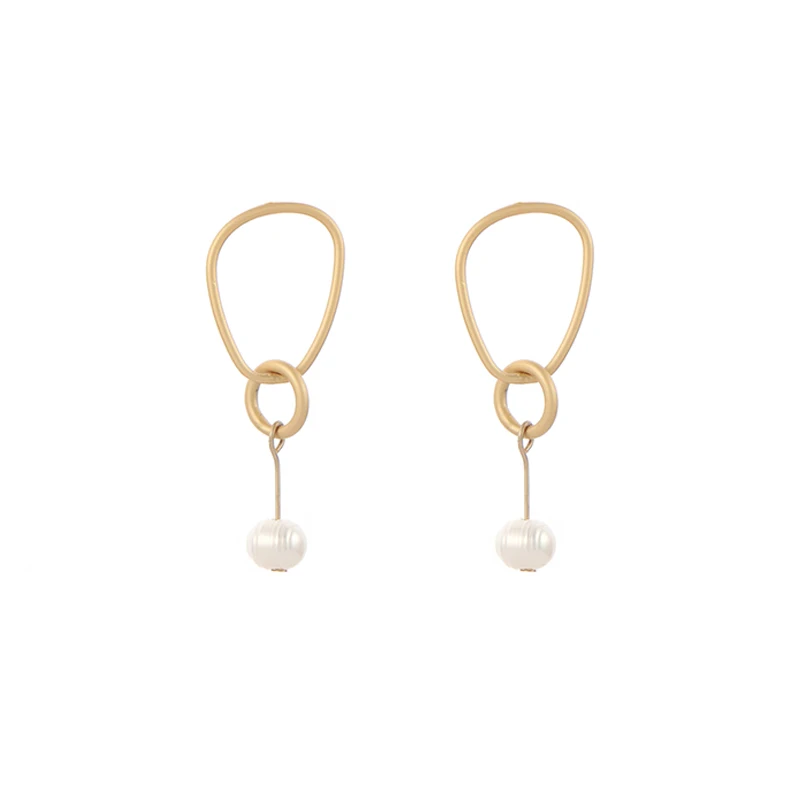 

Badu New Retro Irregular Freshwater Pearl Earrings Matte Gold Dangle Drop Earrings for Women Fashion Geometric Jewelry Gifts