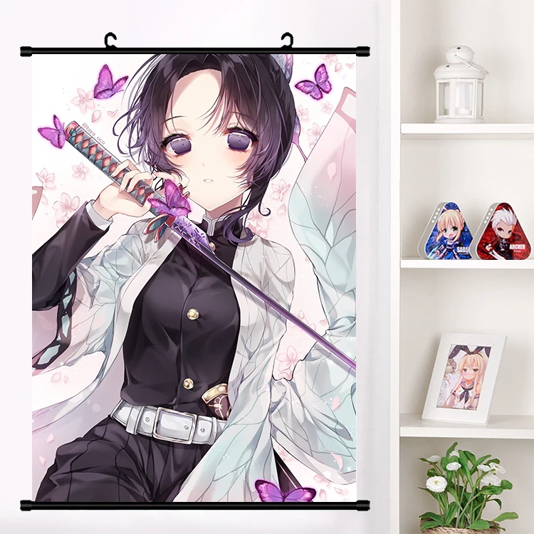 N Аниме Demon Slayer: Kimetsu no Yaiba Hashibira Kochou Shinobu Kanroji Kamado настенный плакат с прокручиванием домашний декор - Цвет: N