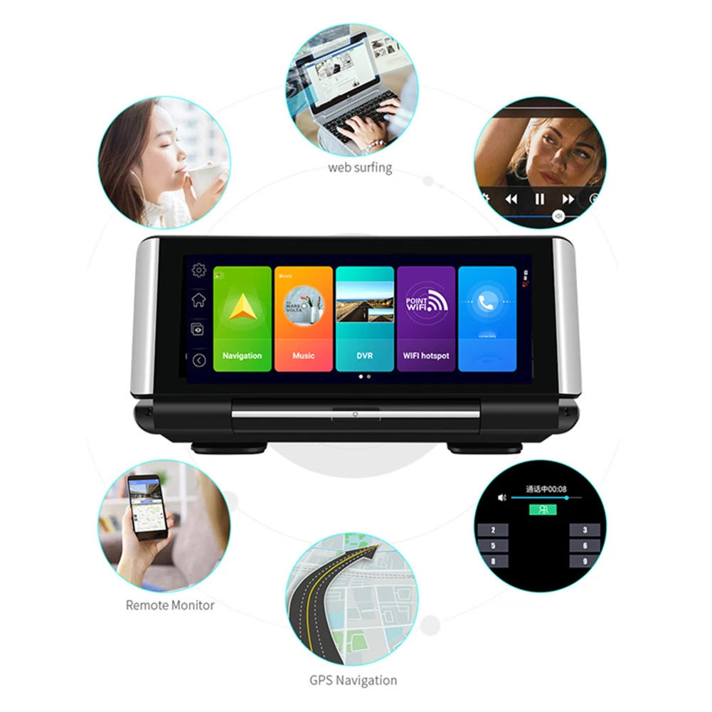 

Touch Screen Dash Cam Car Dual Lens Mirror GPS Navigation 1080P Auto Dashboard Driving Video Camera Recorder