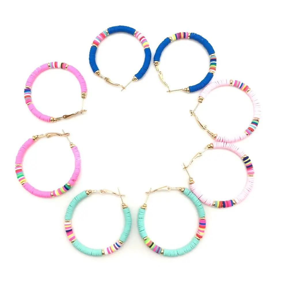 2020 богемная цветная полимерная глина серьги для женщин геометрические круглые