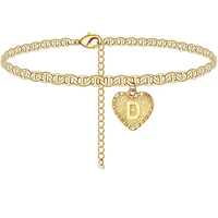 new heart design a z initial letter anklets for women barefoot beach gold color alphabet anklet bracelet women foot jewelry