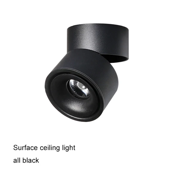 ceiling all black Surface Mounted LED Ceiling Lights Kitchen Fixtures COB Back ground Spot Lamp Angle Adjustable Black White Lampshade AC85-265V - Цвет корпуса: ceiling all black