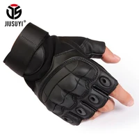tactical fingerless gloves military army paintball swat bicycle leather protection rubber knuckle driving half finger gloves men