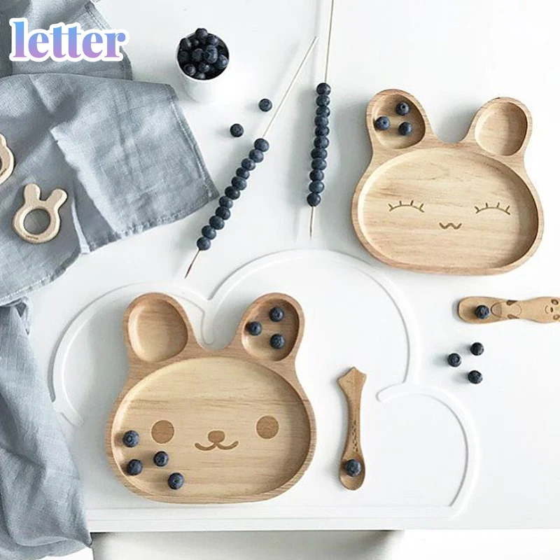 

Wood Baby Food Plate Prato Baby Feeding Dishes Kids Eating Feeding Set Platos Children Baby Servies Tableware Bowl Topper Tray