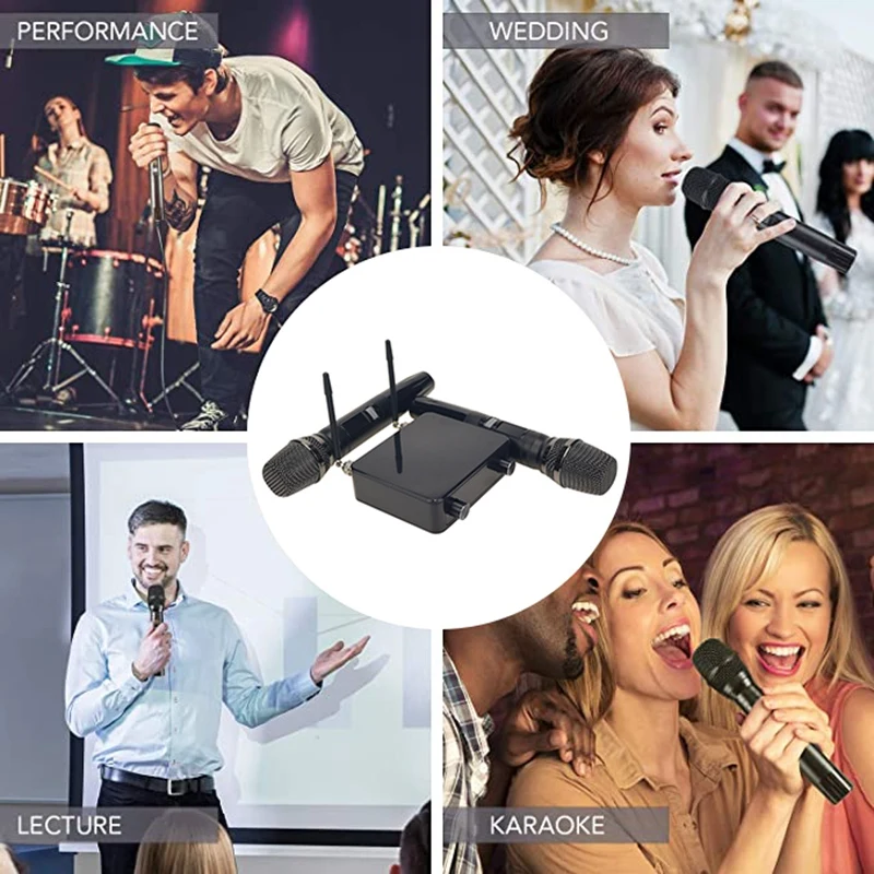 Эфвк Беспроводной микрофон Системы Профессиональный UHF 2 канала беспроводной