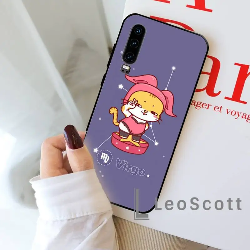 

Cute cat constellation Phone Case For Huawei P 9 8 10 40 Mate 30 Honor 8 8A 20 20s 9x nova 6se 5t Y9s PSMART lite pro 2017