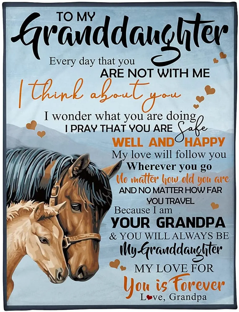 

Personalized Horse to My Granddaughter Every Day That You are Blanket Super Soft and Warm All Season Throw Blanket for Sofa
