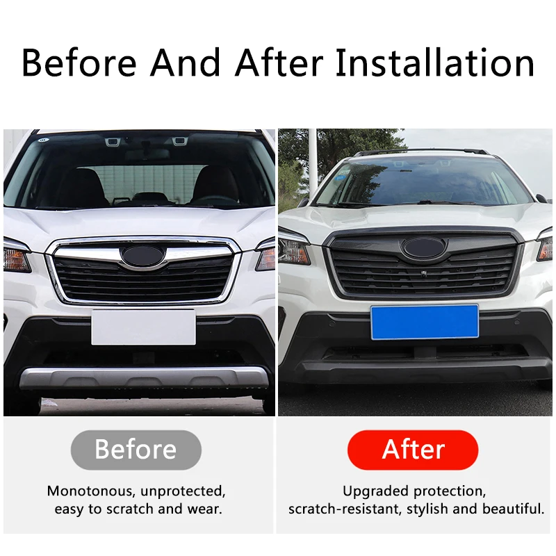 QHCP Car Front Center Mesh Grill Strip Trims Cover Decorative Sticker Modified Middle For Subaru Forester 19-21 Accessories | Автомобили и