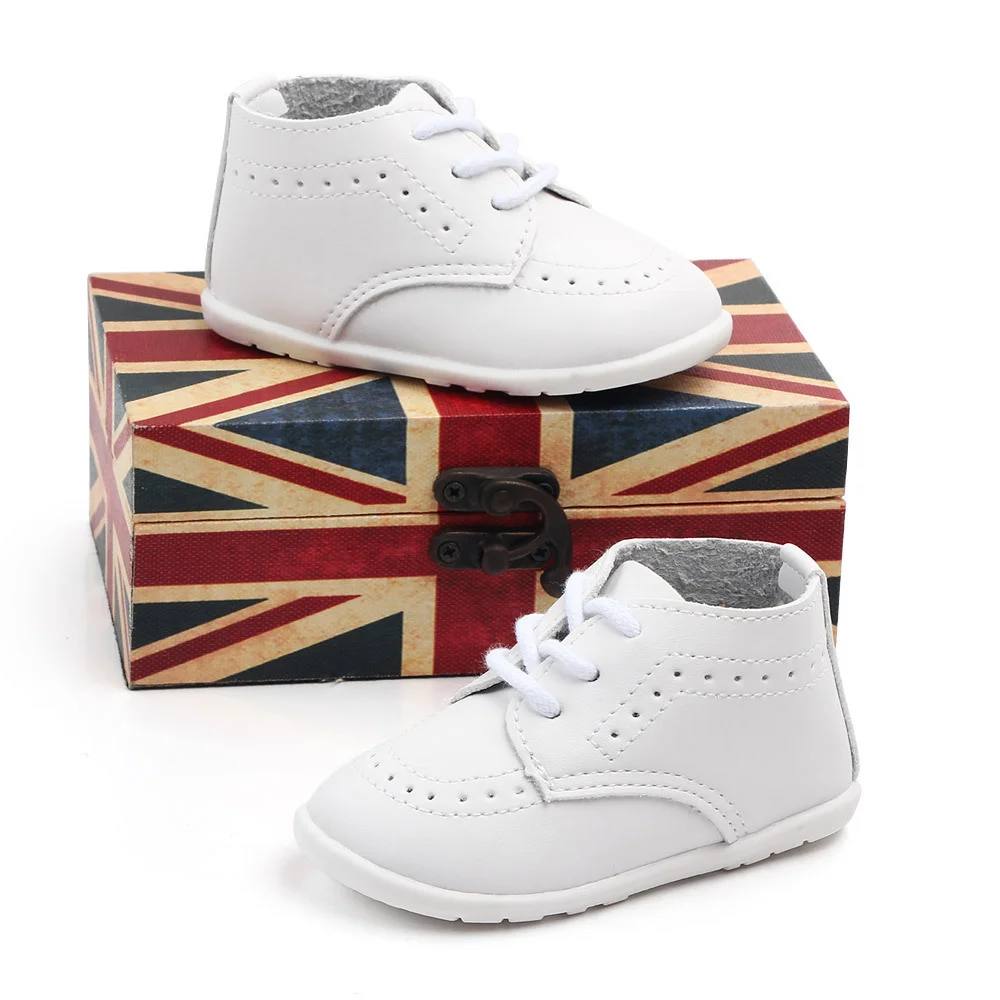 Туфли детские кожаные в стиле ретро резиновая подошва Нескользящие для первых