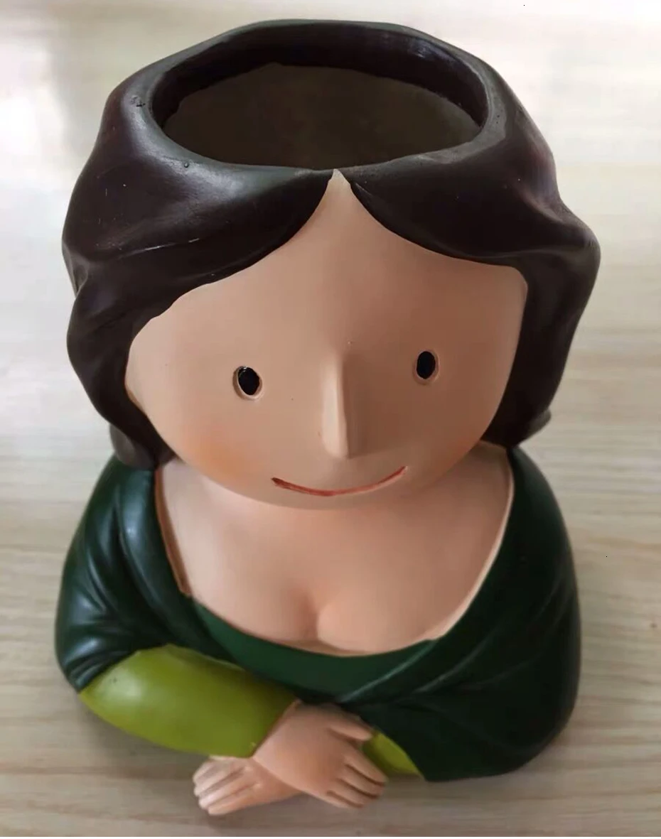 Florero de resina personaje de dibujos animados maceta cara humana florero suculento arreglo повязка на голову sala de estar dormitorio