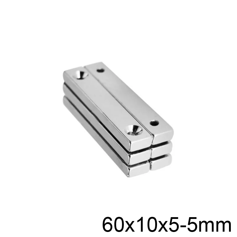 1 ~ 20 шт 60x10x5 5 прочные для простыней редкоземельный магнит 2 отверстия мм блок