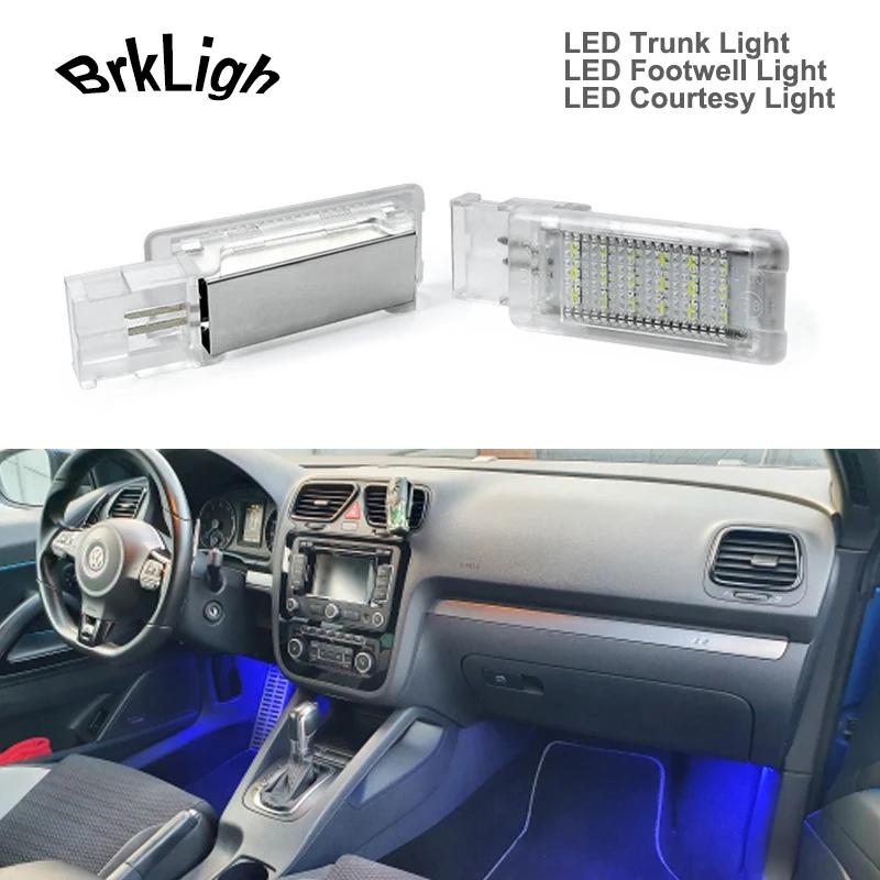 

2Pcs LED Luggage Compartment Footwell Light Trunk Courtesy Lamps For VW Passat Polo Golf Jetta Sharan Tiguan Touareg Caddy EOS