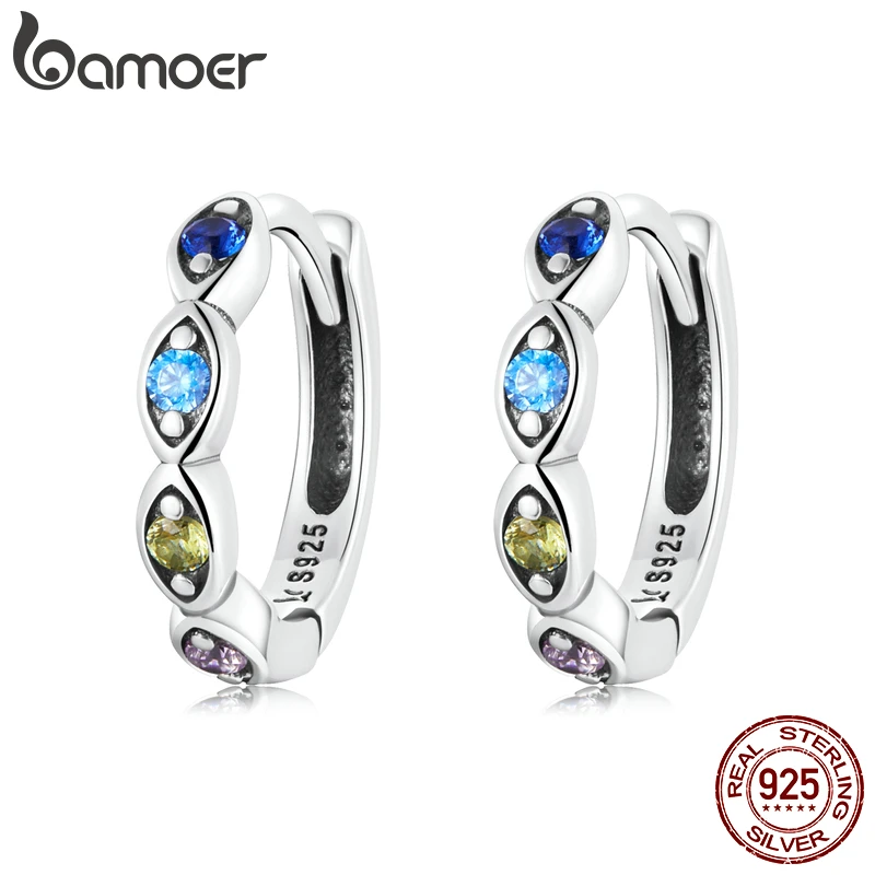

Серьги-кольца женские из серебра 925 пробы с разноцветными фианитами