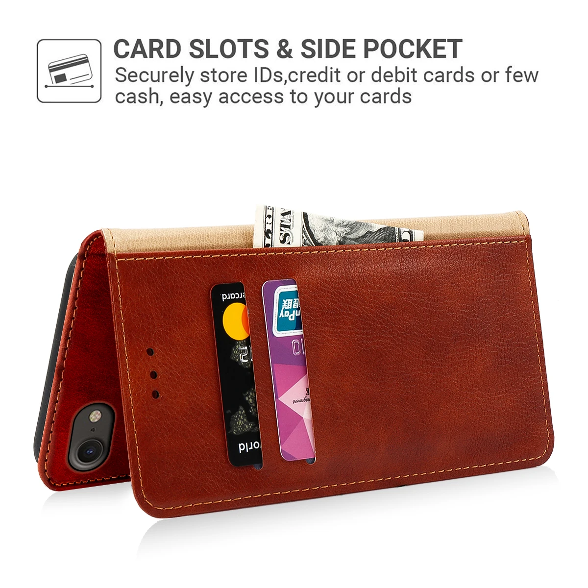 Для iPhone SE 2020 чехол ретро искусственная кожа флип Стенд бумажник Магнитный