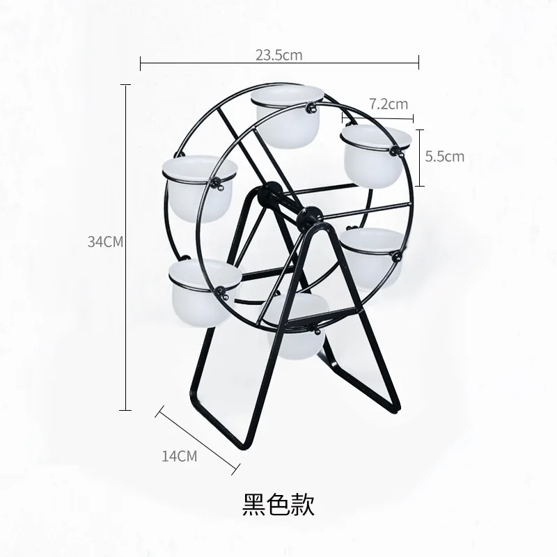 

Ferris wheel wrought iron ceramic succulent flower pot creative simple style combination flower pot iron frame set